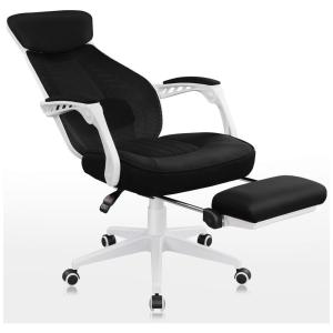 Cadeira de Escritório Ajustável Ergonômica com Apoio de Pés, DEVAISE, Preto