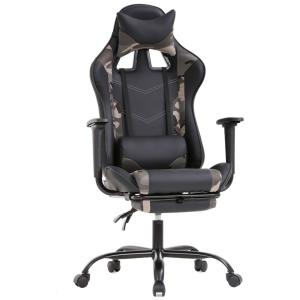 BestOffice Cadeira de Escritório Gamer Reclinável e Ergonômica com Apoio para Lombar, Verde Camuflada