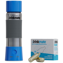 Garrafa de Água Carbonatada com 10 Carregadores de CO2 de 8g, DrinkMate, Azul