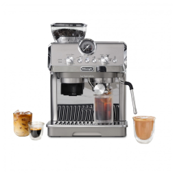Máquina de Café Expresso com Moedor Embutido, 4 Receitas Predefinidas e Tecnologia de Extração a Frio, 110V 1550W, De Longhi, Prata