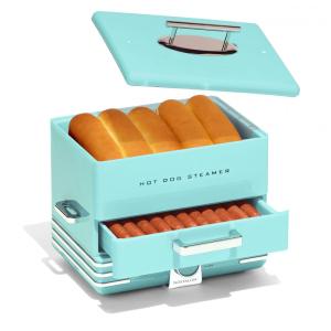 Máquina de Hot Dog Nostalgia até 20 Salsichas por Vez, Aço Inoxidável 110V 1500W Azul Turquesa