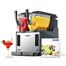 Máquina de Slush Raspadinha VEVOR 4Lx2 Duplo Tanque Frozen Margariteira Auto Limpeza 240V