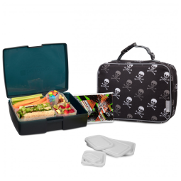 Bentologia Lancheira Infantil com Recipientes e Forma de Gelo, Para 3 Anos ou Mais, BENTOLOGY, Preto