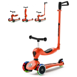 Scooter Infantil 3 em 1 com Rodas Iluminadas, Assento e Haste Ajustáveis, Idade 1 a 5 Anos, COOGHI, Vermelho