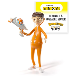 Victor Vector Perkins do Minions Dobrável e Articulável com 16 cm de Altura, Acessório de Arma de Piranha e Suporte para Crianças Acima de 7
