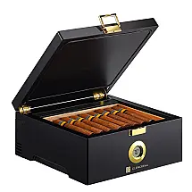 Porta Charutos Elétrico GLENCREAG Nogueira com Controle Termostático e Ventilação 360° para 20-30 Charutos 240V