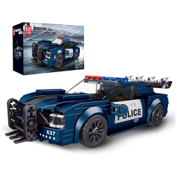 Kit de Construção Carro de Polícia com 356 Peças para Crianças e Adultos, Mould King, Azul