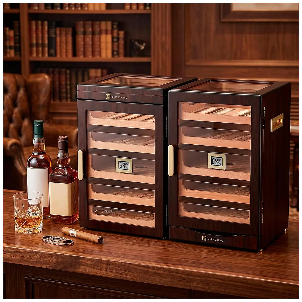 Humidor para Charutos GLENCREAG Marrom Avermelhado 250 Charutos Digital com Higrômetro — foto 2
