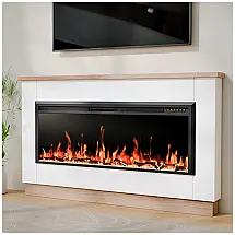 Lareira Elétrica Weyderk 180x93cm 1500W Painel Madeira Branco Embutir 110V