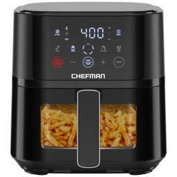 Fritadeira Elétrica Chefman 3,8 Litros Compacta: Refeições Rápidas, Tecnologia HiFry, Janela EasyView, Controles de Toque com 4 Programas