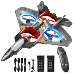 Avião Quadcóptero de Controle Remoto com Sensor de Gravidade e Rolo de Acrobacias para Crianças e Adultos, 4DRC V17, Cinza