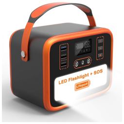 NECESPOW Gerador de Energia Solar Portátil 161Wh, 50400mAh com Bateria 150W Pico 300W e Lanterna, Preto