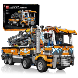 Kit de Construção Caminhão de Bomba de Concreto Pneumático com 2098 Peças para Crianças, Mould King, Laranja