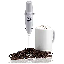 Espumador Elétrico de Leite em Aço Inoxidável a Bateria com Suporte, RAE DUNN, Branco