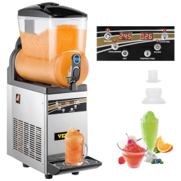 Máquina de Raspadinha Comercial VEVOR, 1 Tanque de 15L, Máquina de Slushie Comercial de Aço Inoxidável, para Smoothies e Bebidas Congeladas