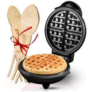 Mini Máquina de Waffle Antiaderente, Aço Inoxidável, 110v, BURGESS BROTHERS BBQ BURGERS COMMITTED TO SERVICE, Prateado