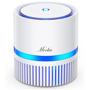 Purificador de Ar Automático com Filtro HEPA, Área de 50 m2, com LED, 8W, 110v, MOOKA Air Purifier,, Branco