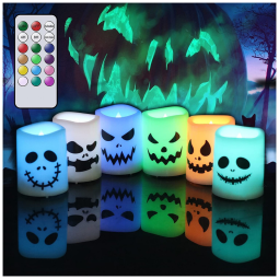 Kit de Velas LED a Bateria para Decoração de Halloween, 6 UN, Colorido