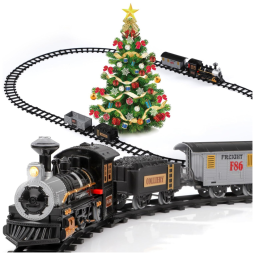 Conjunto de Trem Trenzinho Elétrico 4 Carros e 10 Trilhos, LUCKY DOUG, Preto