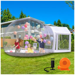 Casa de Bolha Inflável de 3 metros para Crianças, Tenda de Casa de Bolha Inflável em PVC Transparente com Túnel, Casa de Balão de