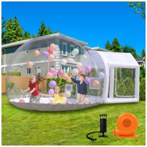 Casa de Bolha Inflável de 3 metros para Crianças, Tenda de Casa de Bolha Inflável em PVC Transparente com Túnel, Casa de Balão de