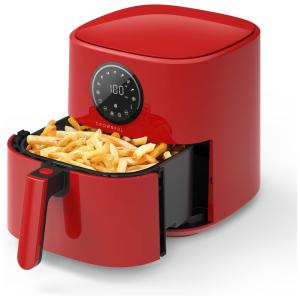 Fritadeira Elétrica AirFryer 5L com 7 Predefinições e Painel de Controle Digital, 1500W, 110v, CROWNFUL AFT05001 UL, Vermelho