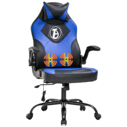 Cadeira Gamer BestOffice, Ergonômica, Com Massagem, Couro, 360 Graus, Preto, Azul