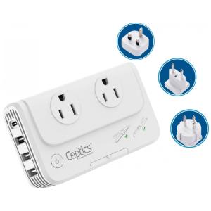 Transformador de Tensão até 200W Converte 220V Para 110V com 4 Portas USB, Ceptics, Branco