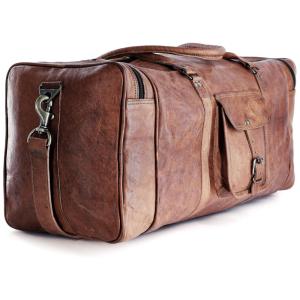 Bolsa de Viagem Masculina Clássica de Couro, KOMALS PASSION LEATHER, Marrom