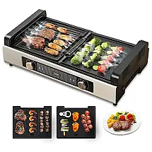Churrasqueira Elétrica Portátil, com Antiaderente, 1050W, 110v, GEVI 5005, Preto