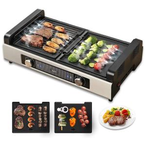 Churrasqueira Elétrica Portátil, com Antiaderente, 1050W, 110v, GEVI 5005, Preto