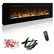 Lareira Elétrica Carsynflame 122x45cm 1500W 169 Combinações Chamas Embutir 110V