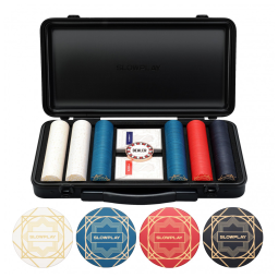 Maleta de Poker com 300 Peças, Fichas sem Numeração em Cerâmica, 10g, SLOWPLAY, Preta