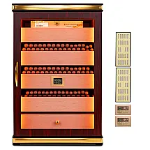 Humidor Armário Marvero Ebony 500 Charutos com 5 Gavetas de Cedro, Porta de Vidro Temperado, Higrômetro Digital e LED
