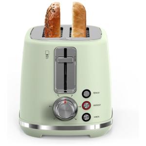 Torradeira Elétrica de 2 Fatias com 6 Níveis de Tostagem e Desligamento Automático, 110V 1000W, LONGDEEM, Verde