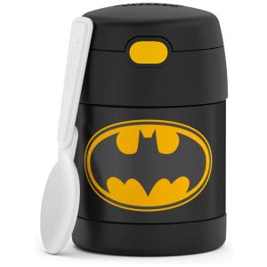 Batman Frasco Térmico para Alimentos 300mL em Aço Inoxidável com Colher Dobrável, THERMOS F3100BM6, Preto