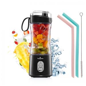 Vaeqozva Mini Liquidificador Portátil 380mL com Carregamento USB, 110V, Preto