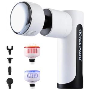 Massageador Pistola Elétrico Profissional Sem Fio 5 Acessórios, KIGASSENZIO Model HXR B028, Branco