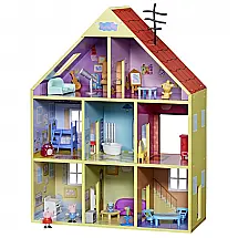 Casa da Peppa Pig em Madeira com 8 Quartos, 2 Figuras e 29 Peças de Móveis para Crianças Acima de 3 Anos, Hasbro, Verde