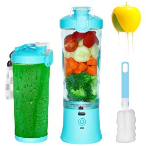 Liquidificador Portátil 590mL com USB Recarregável e 6 Lâminas Ultra Afiadas, 240W, Supkitdin, Verde