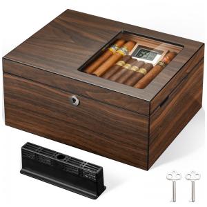 Umidor de Charutos com Capacidade para até 120 Unidades, Grade de Ventilação, Interior de Cedro Espanhol e Umificador de Gel,Teplat