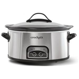 Panela Elétrica Multifuncional 6L com Temporizador e Configuração Automática de Aquecedor de Alimentos, 110V 1500W, Crock Pot, Prata