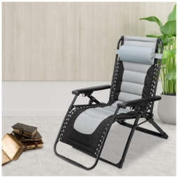 Cadeira Reclinável Ajustável Gravidade Zero com Apoio de Cabeça e Porta Copos, VINGLI, Cinza