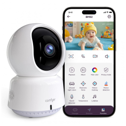 Câmera de Vigilância BabyPet para Ambientes Internos, Resolução 2K QHD, Controle via App, Rastreamento Automático, Detecção de Movimento