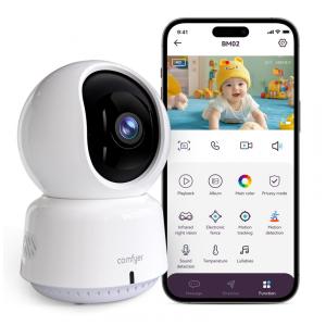Câmera de Vigilância BabyPet para Ambientes Internos, Resolução 2K QHD, Controle via App, Rastreamento Automático, Detecção de Movimento