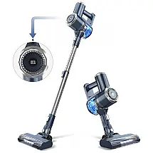 Aspirador de Pó sem Fio 4 em 1 Potente 200W 25 kpa até 30 Min de Ação, 110v, PRETTYCARE W200 cordless vacuum with LED display, Azul