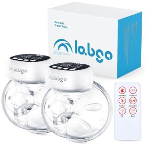 Bomba Tira Leite Elétrica com Bateria de Longa Duração, Controle remoto, 3 Modos e 9 Níveis, 2Un, LABIGO, Branca