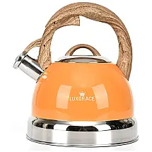 LUXGRACE Chaleira 2L com Apito e Cabo ergonômico, Aço Inoxidável, Laranja