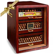 Humidor para Charutos Marvero Ébano 150 Unidades com Higrômetro Digital e Gavetas de Cedro