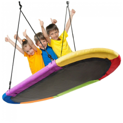 Balanço Oval de Plataforma 152 cm DORTALA Multicolor com Altura Ajustável 102–160 cm e Corda Multi-Fios